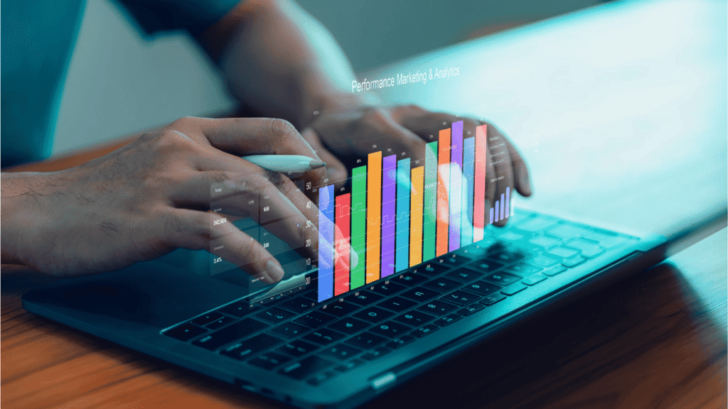 Paid advertising analytics dashboard showing Meta and Google Ads campaign performance, ROI tracking, and data-driven marketing insights for a US digital marketing agency